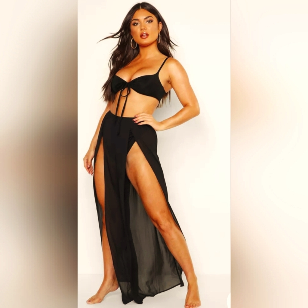 BooHoo Essentials Split Leg Beach Pants